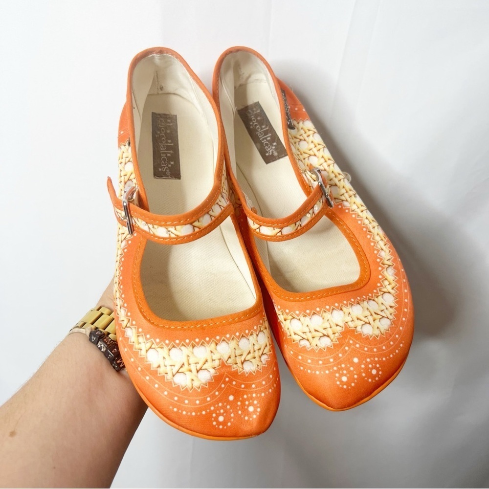 Hot Chocolates Designs Chocolatas Havana Rattan Orange Women's Mary Jane Flat - Picture 4 of 7